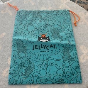 Jellycat Teal Drawstring Bag with Orange Accents